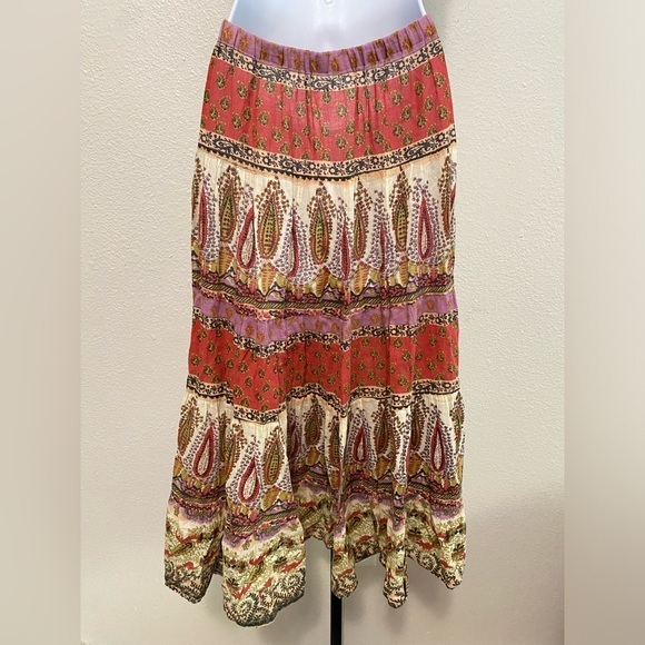 Whimsical Paisley Patchwork Maxi Skirt S Cottagecore Fairy Boho Eclectic Earthy - Picture 4 of 6